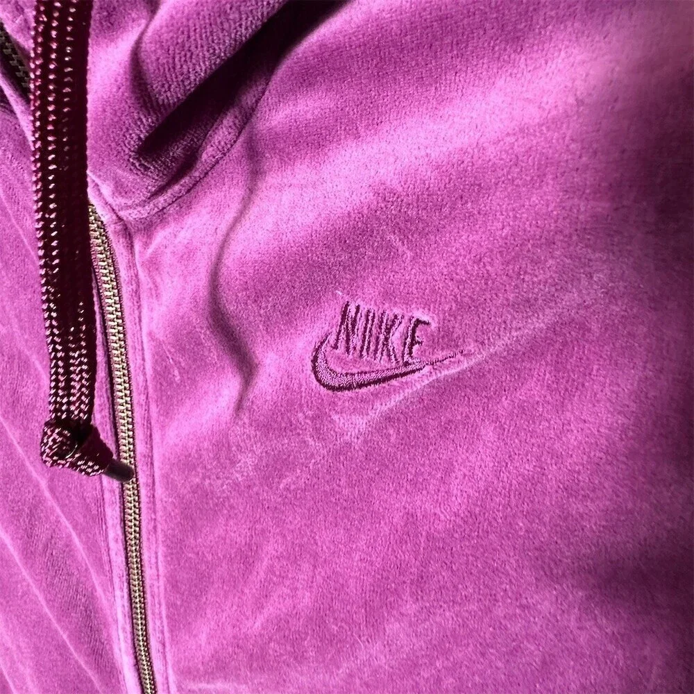 Nike Hoodie Jacket Womens Size M Purple Full Zip Velour vintage